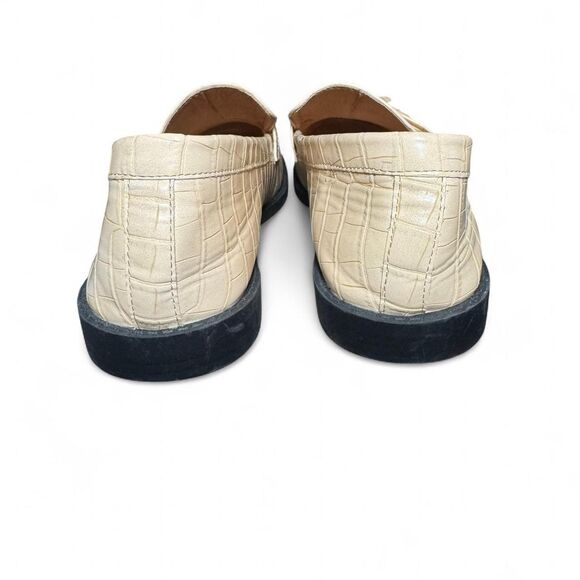 Women’s 11 Cream Croc-Embossed Tassel Loafers Faux Leather Slip-On Flats, Unbran - Picture 6 of 7